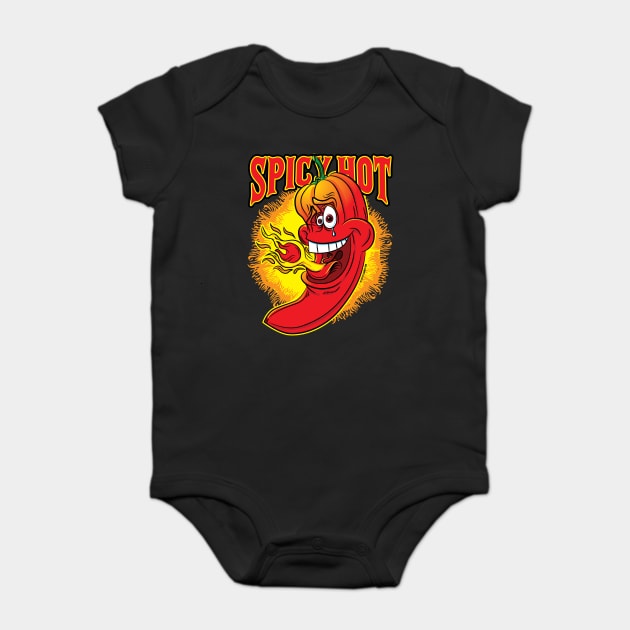 Spicy Flaming Red Hot Chil Pepper Baby Bodysuit by eShirtLabs